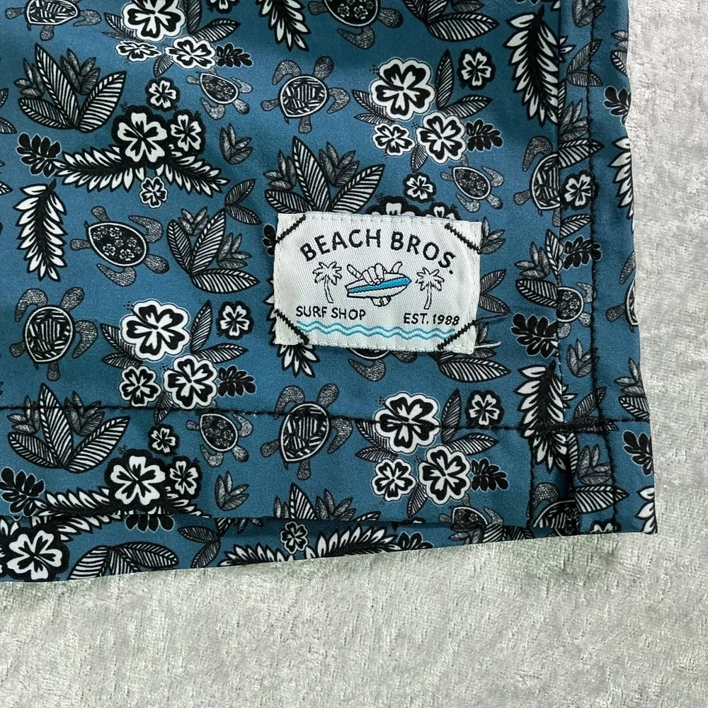 NWT Beach Bros Swim Trunks XL Mens Print Elastic Tie Waist Board Shorts